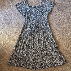 Zara Navy and Cream Floral Pattern Dress